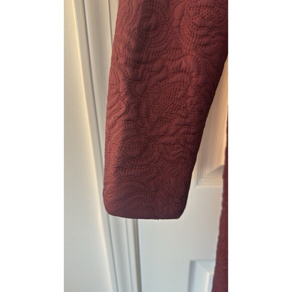 Anne Klein Textured Button Coat Woman's Small Deep Berry Classic Modern Trench - Picture 6 of 9